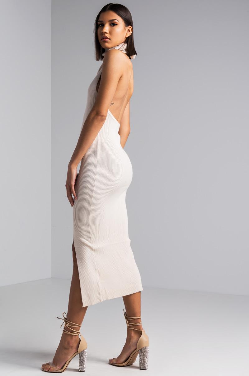 backless turtleneck dress