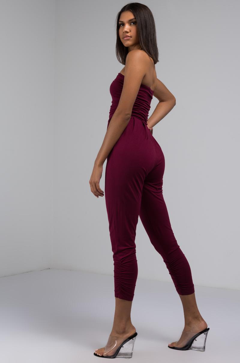 AKIRA Synthetic Wear Me Out Strapless Jumpsuit in Red - Lyst
