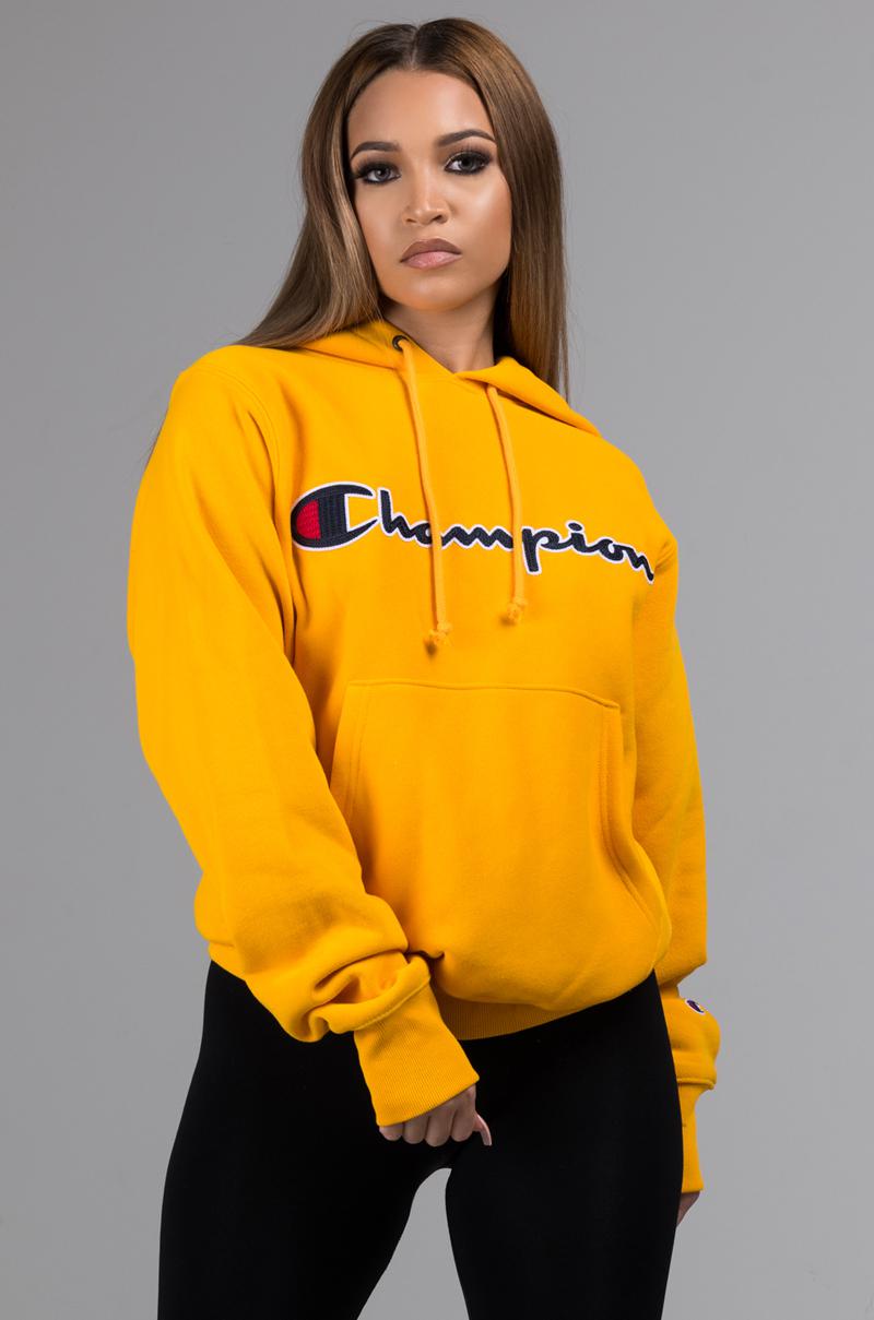 champion hoodie yellow womens