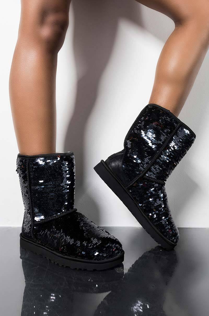 ugg short sparkle boots black