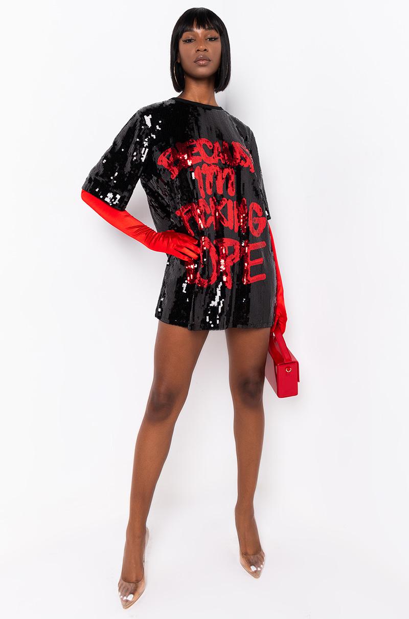 red sequin shirt dress