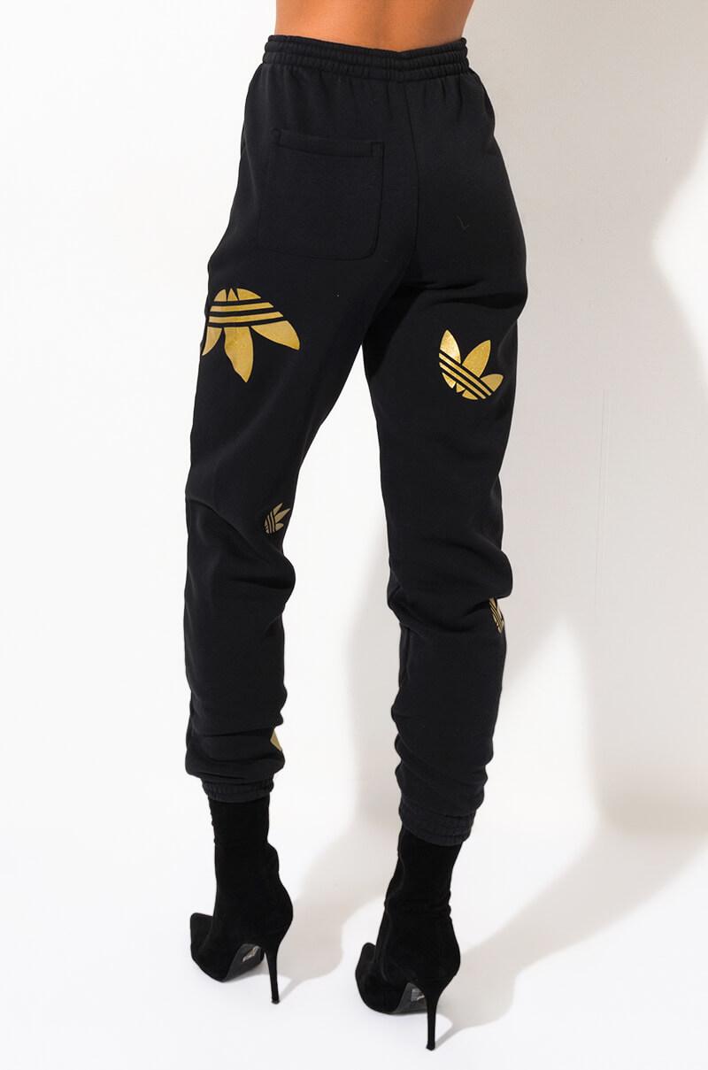 black and gold adidas pants womens