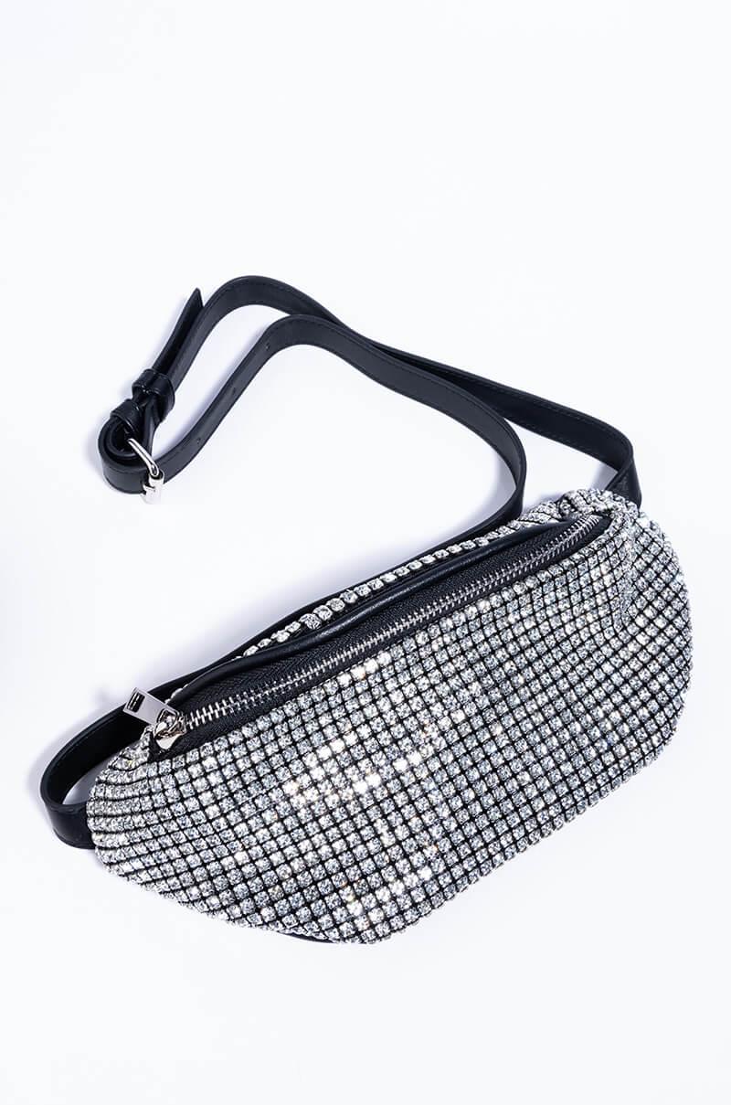 silver rhinestone fanny pack