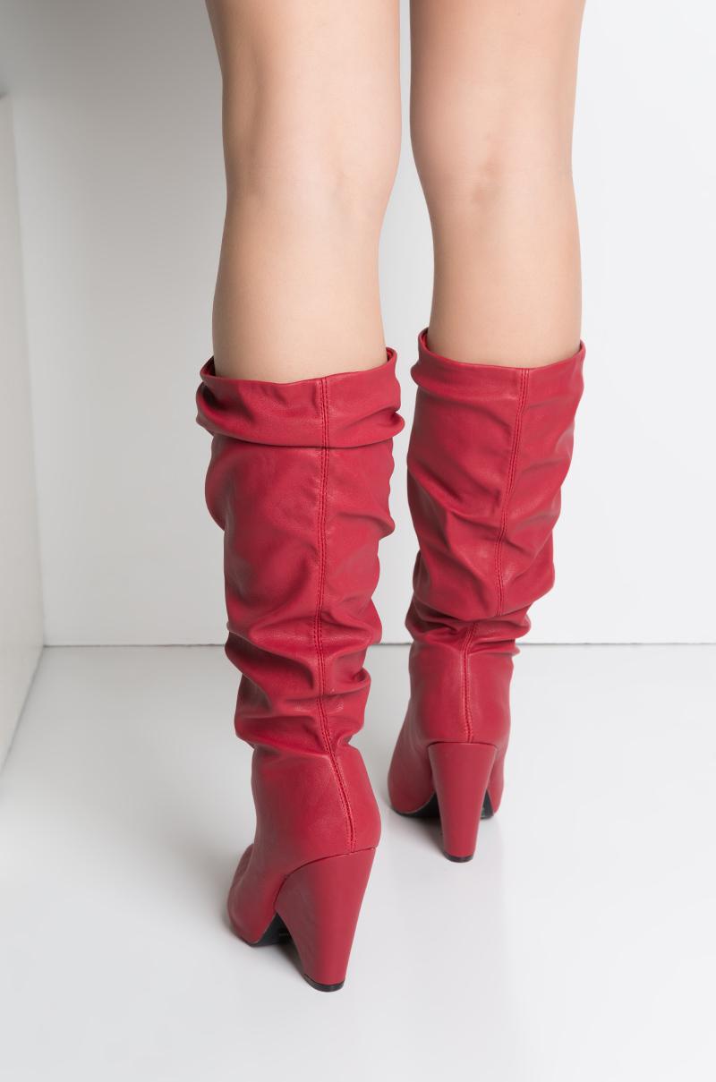 red cone heel boots