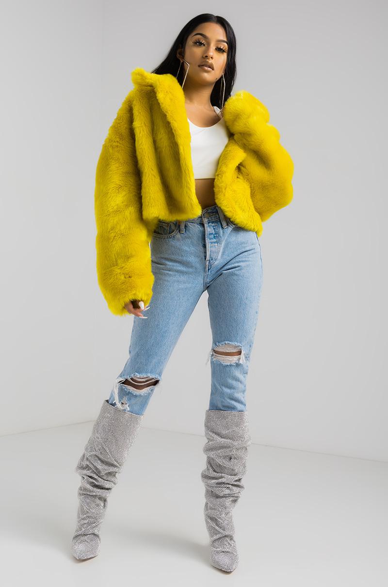 mustard fur jacket