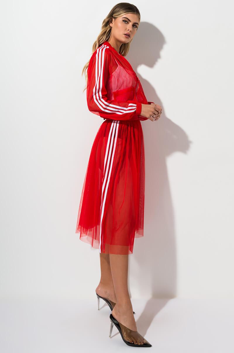 red tulle adidas skirt