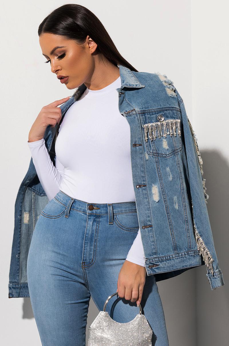 Denim suits with rhinestones Clearance