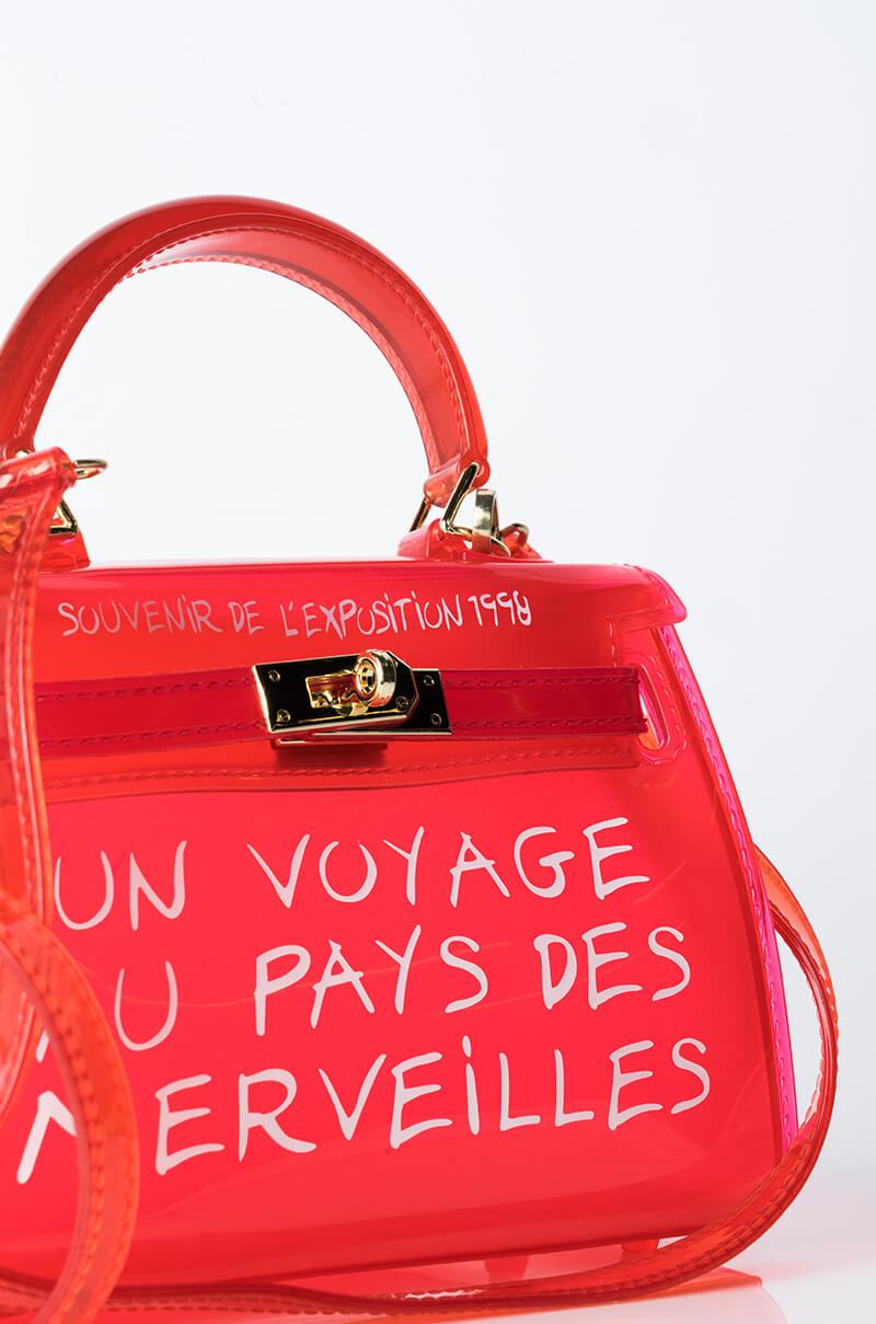 clear red purse