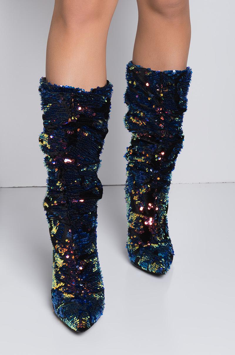 slouchy sequin boots