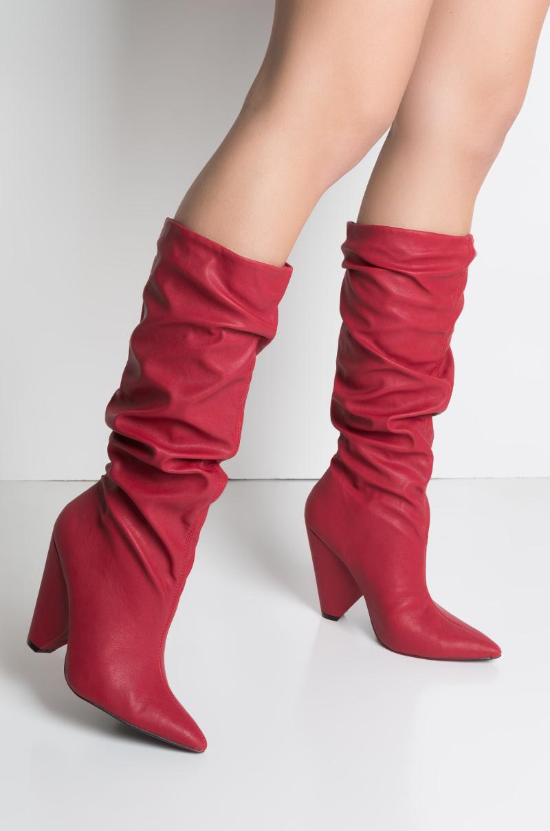 slouchy red boots