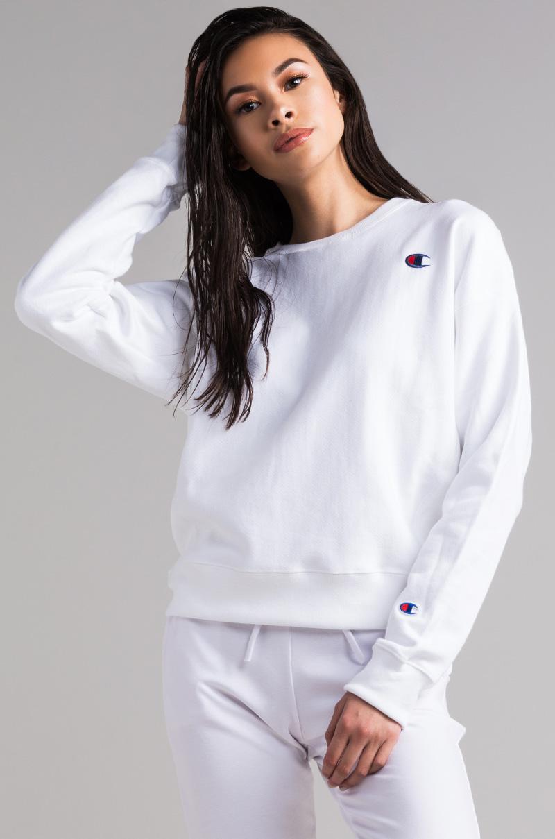 womens white champion jumper