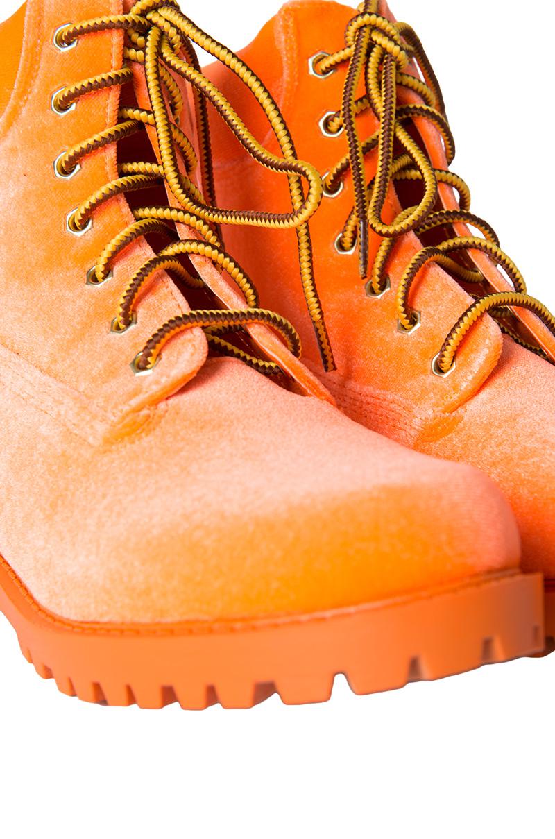 orange flat boots