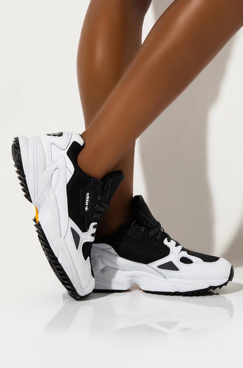 adidas Leather Womens Falcon Trail W Sneaker in Black White Night ...