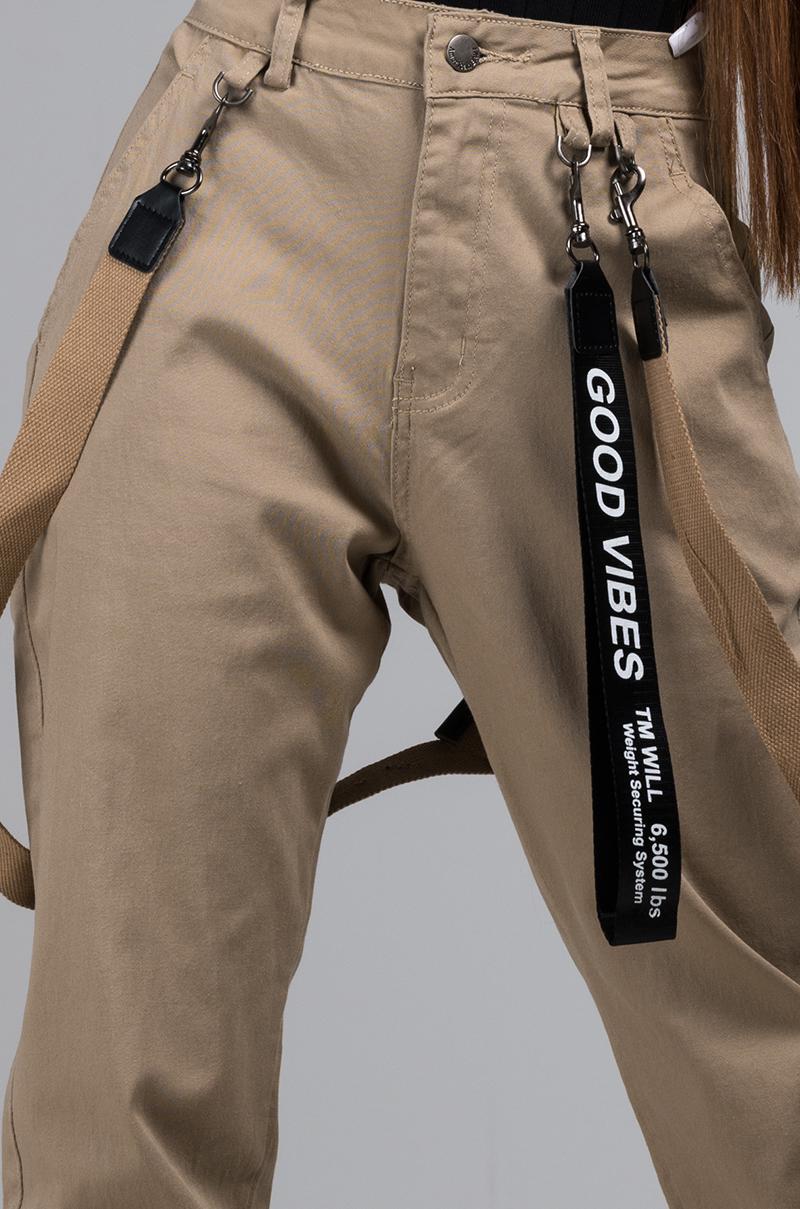 Suspender Cargo Pants in Khaki 