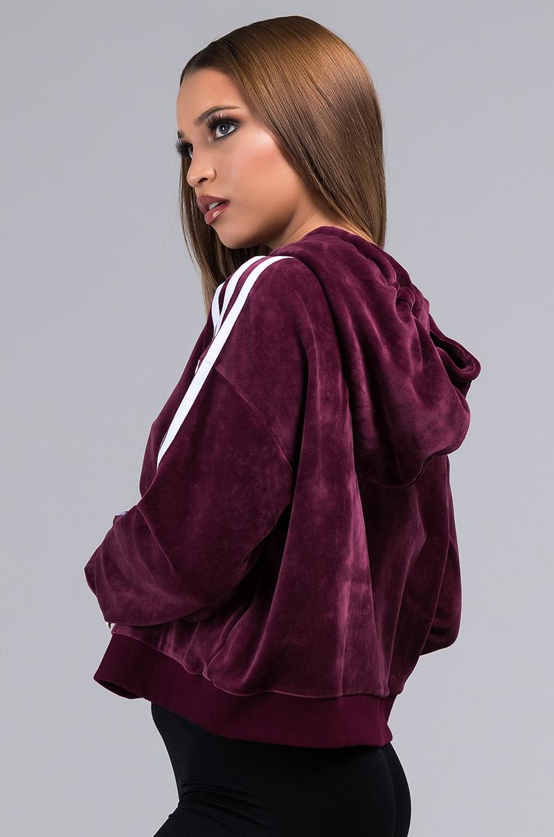 Adidas Velour Hoodie Maroon