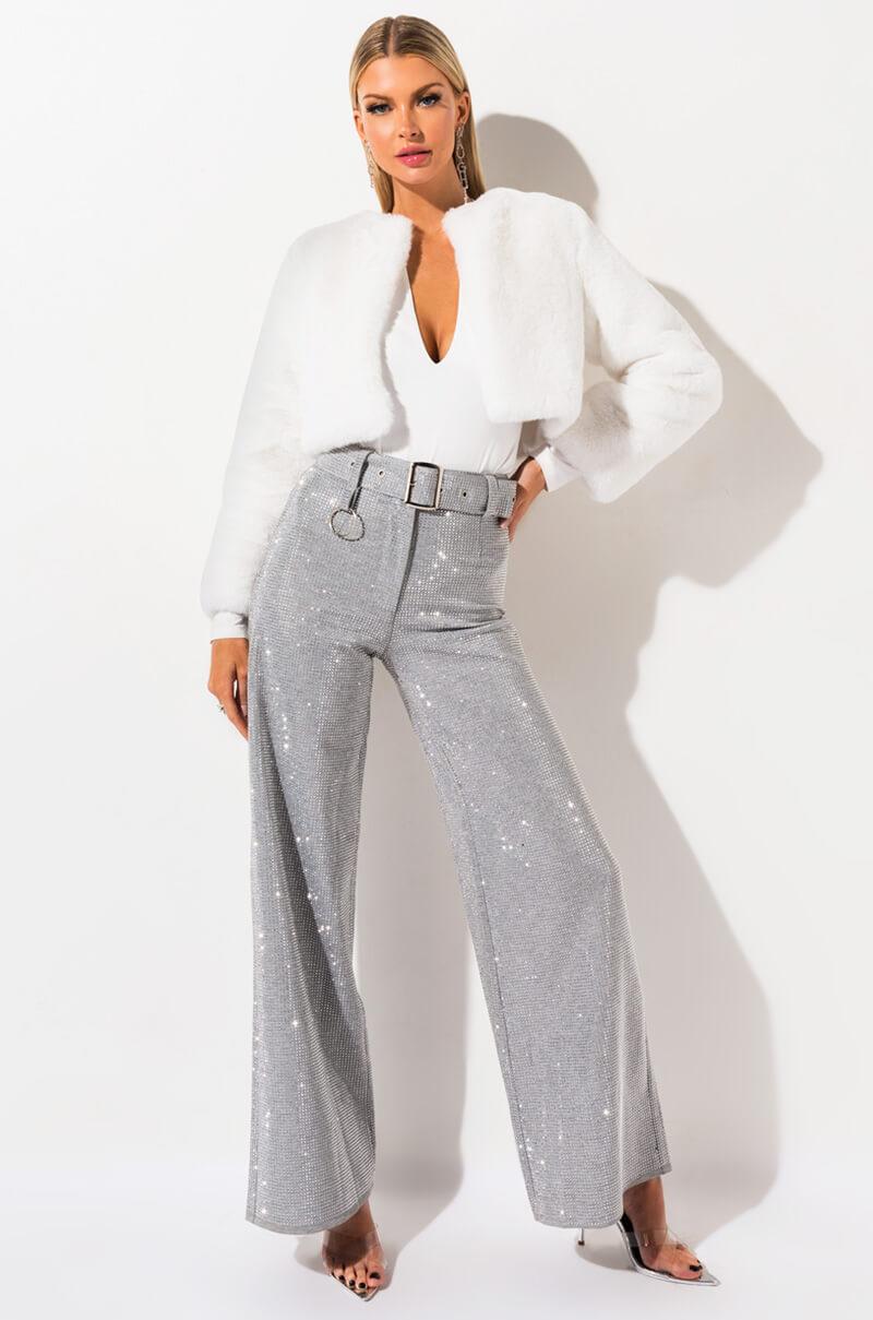 Rhinestone Pants in Heather Grey 