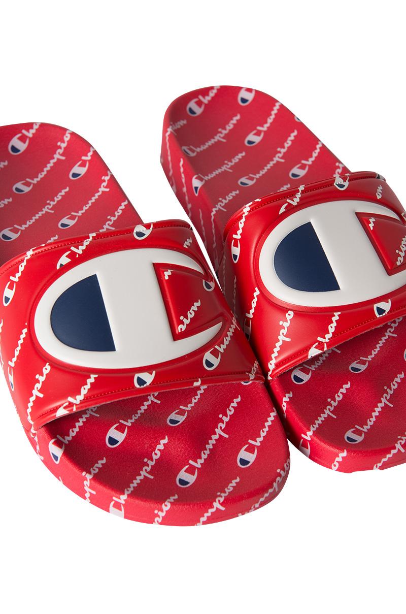 champion ipo repeat red slide sandals