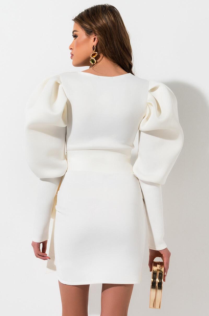 white puffy mini dress