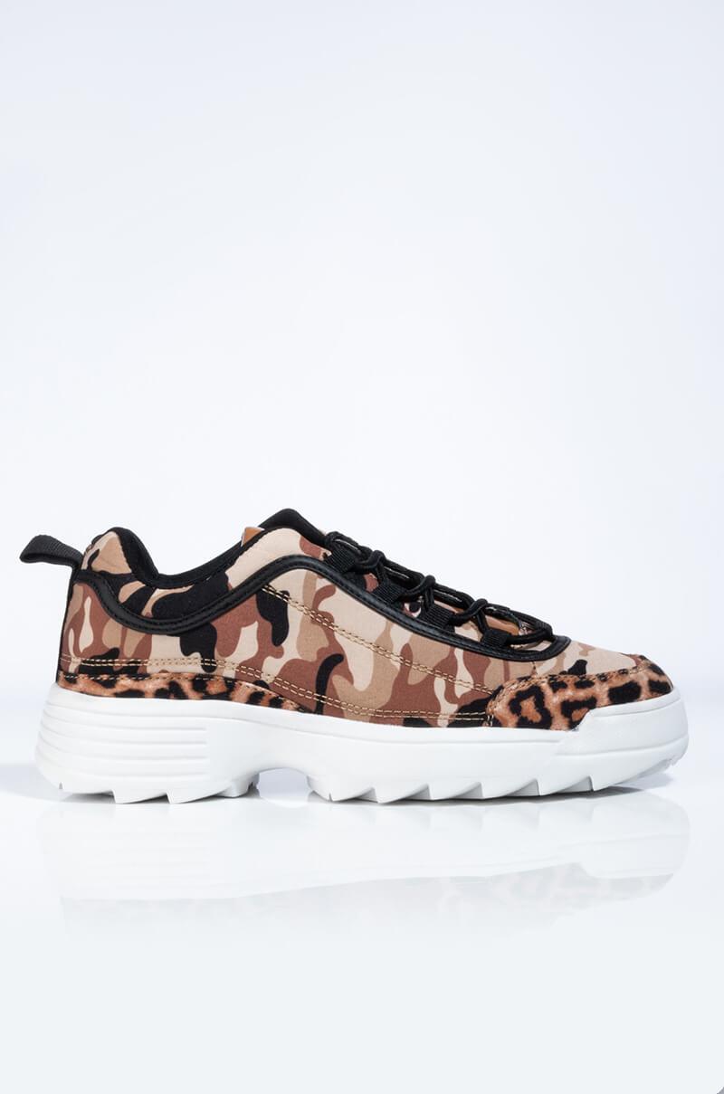 camo and leopard sneakers