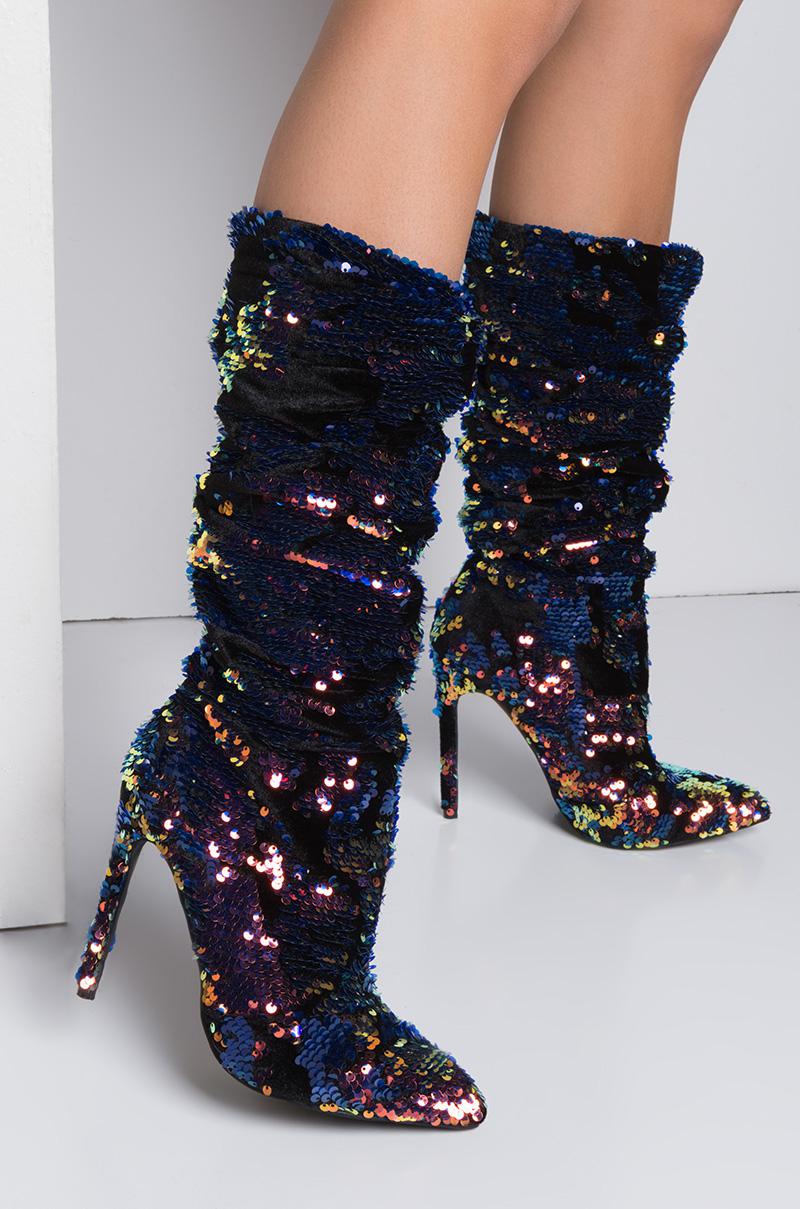 slouchy sequin boots