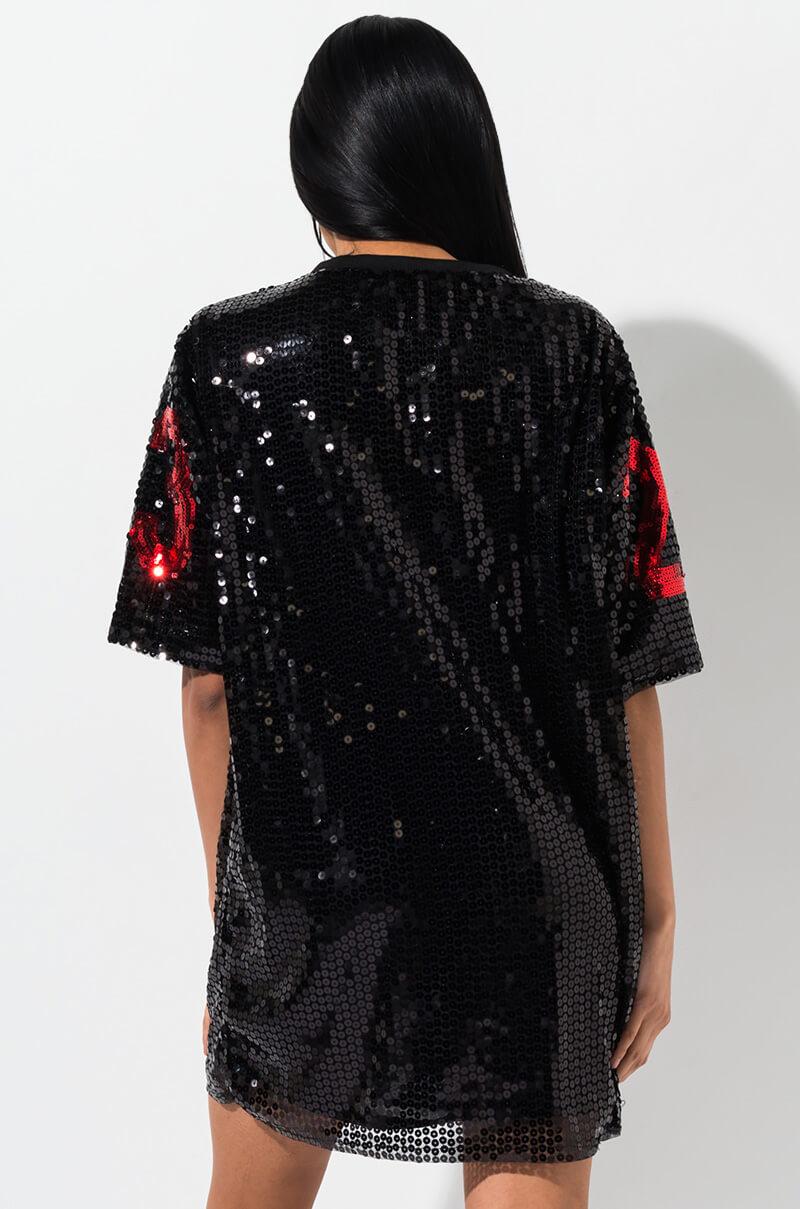 AKIRA Synthetic Jammin Out Chicago Bulls Sequin Jersey Dress in Black | Lyst