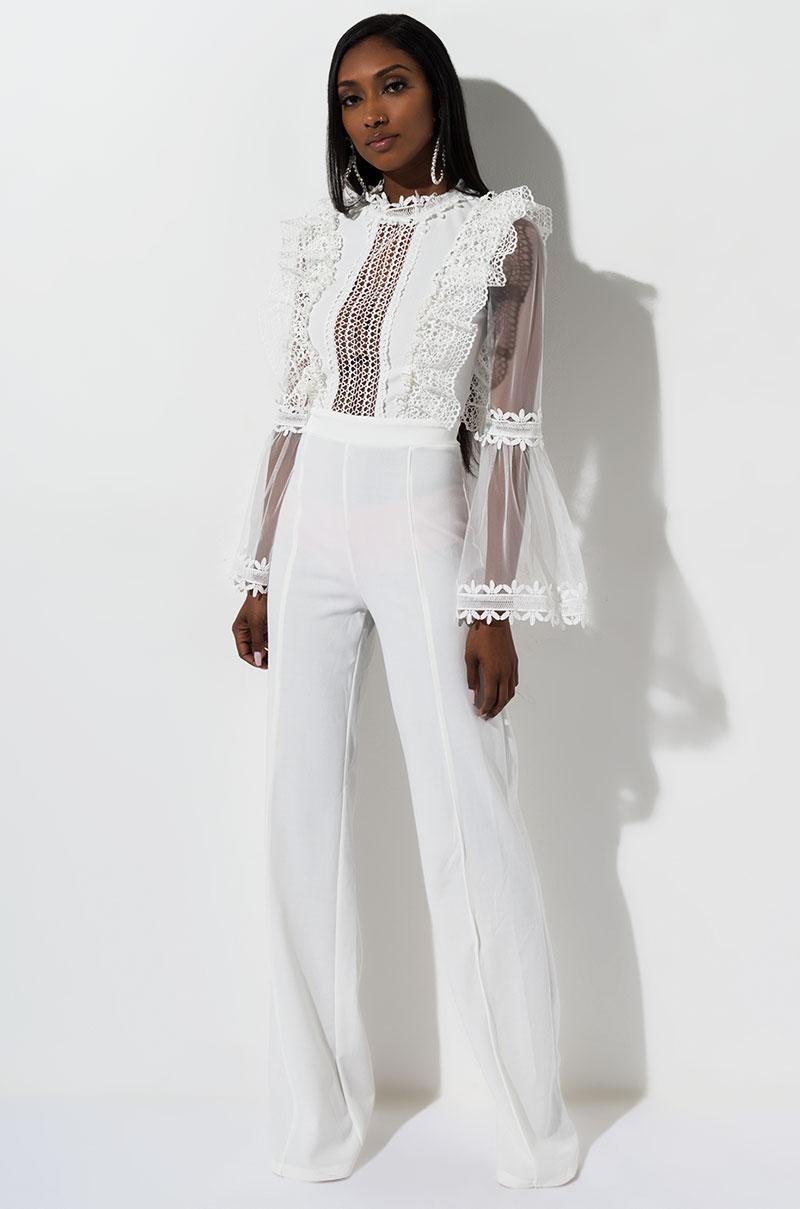 white ruffle jumpsuit