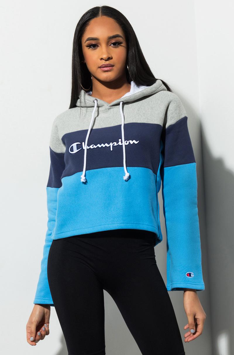 champion cropped colorblock hoodie