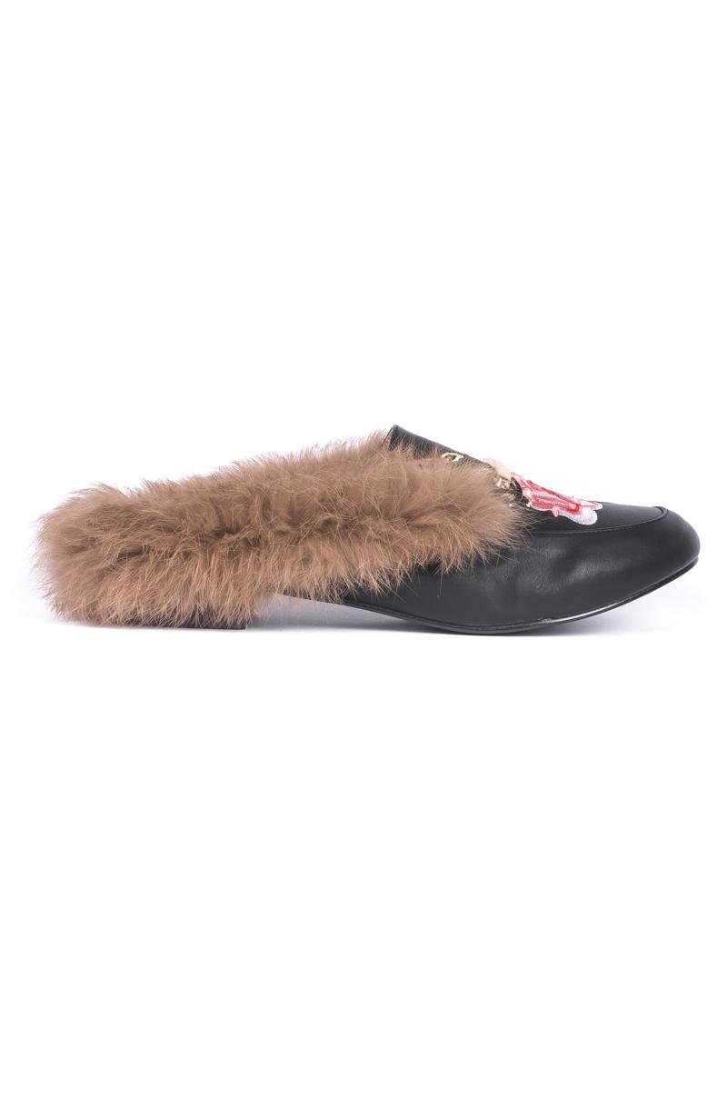 Fashion Embroidered Faux Fur Lining Loafers Shoes Fashion Embroidered Faux Fur Lining Loafers Shoes