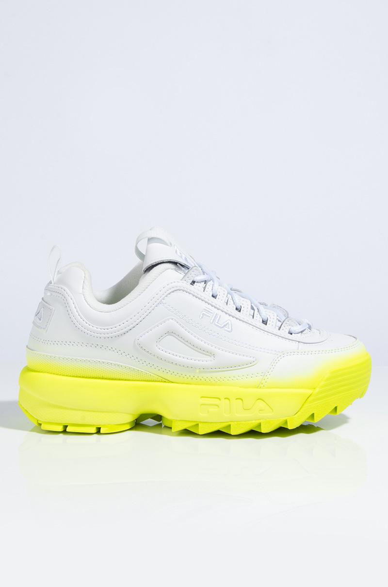 fila disruptor ii platform wedge trainers in white