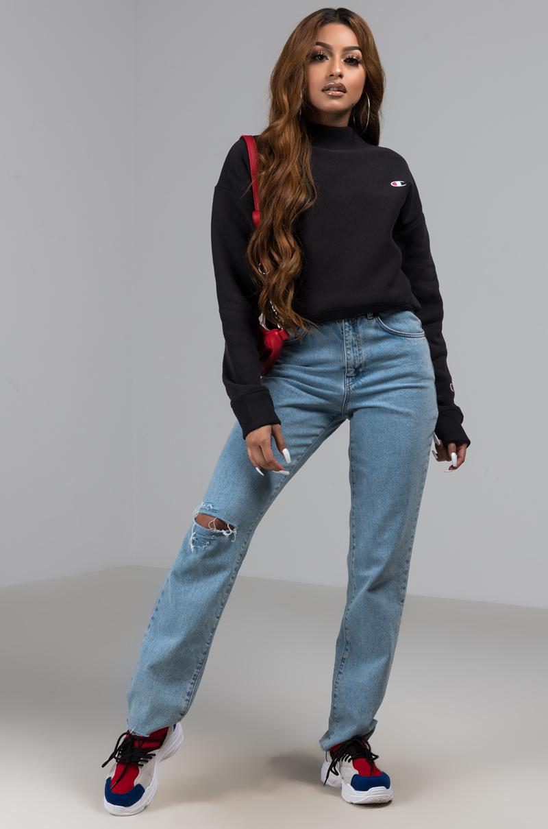 Download Champion Fleece Reverse Weave Mock Neck Cropped Sweatshirt ...
