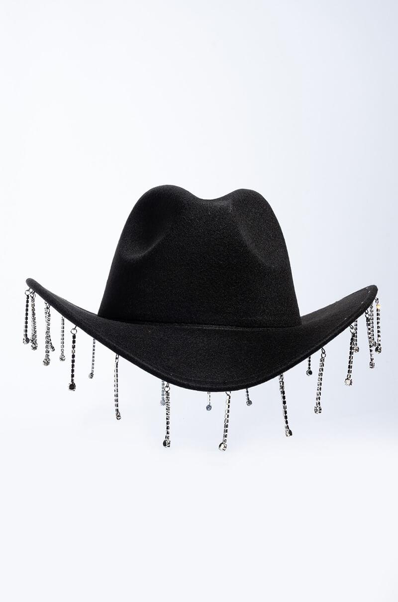 AKIRA Felt Rhinestone Drip Cowgirl Hat 