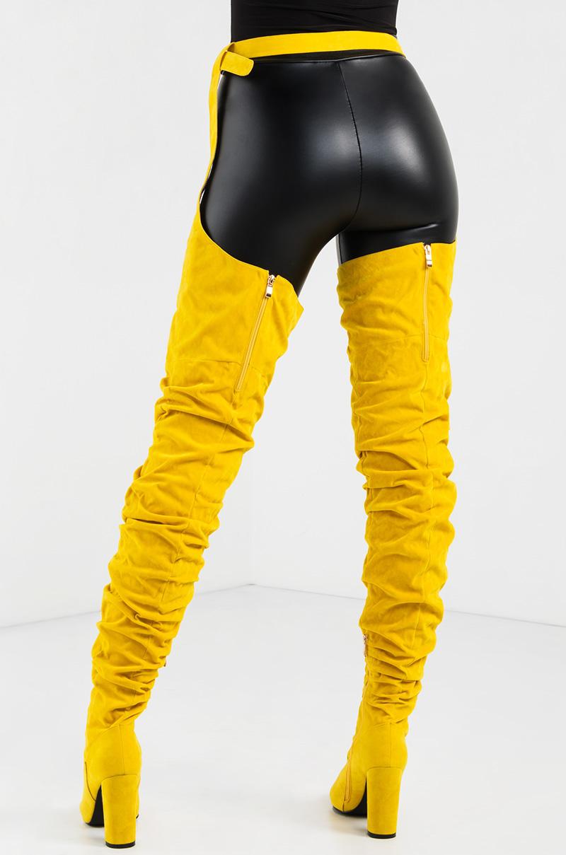 Yellow Suede Thigh High Boots - legionclinical
