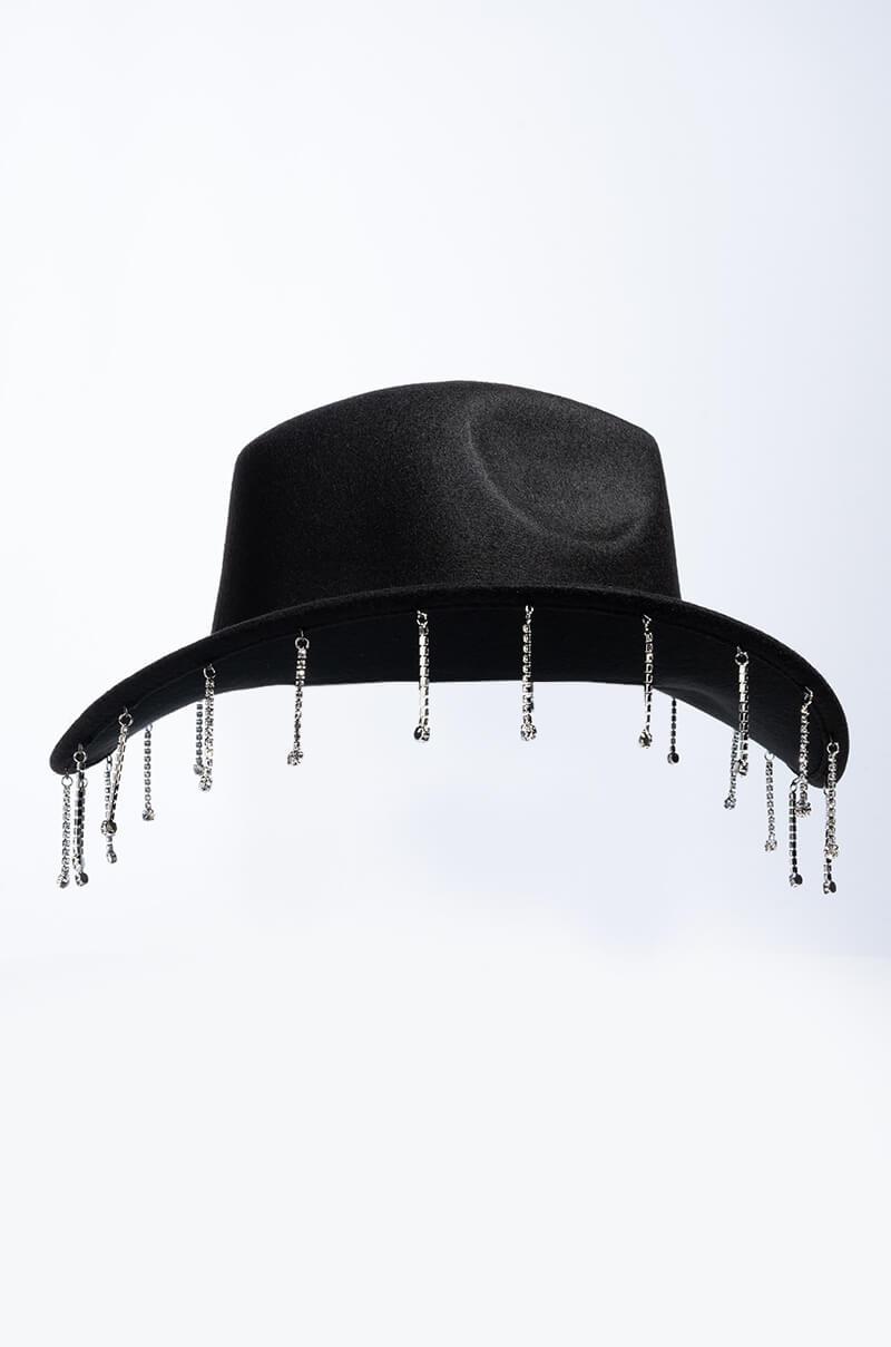AKIRA Felt Rhinestone Drip Cowgirl Hat 