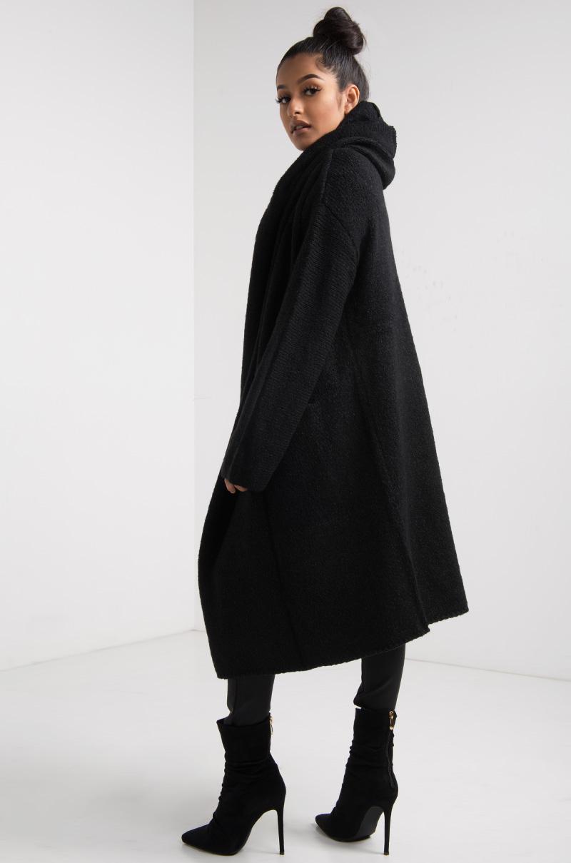 black hooded coatigan
