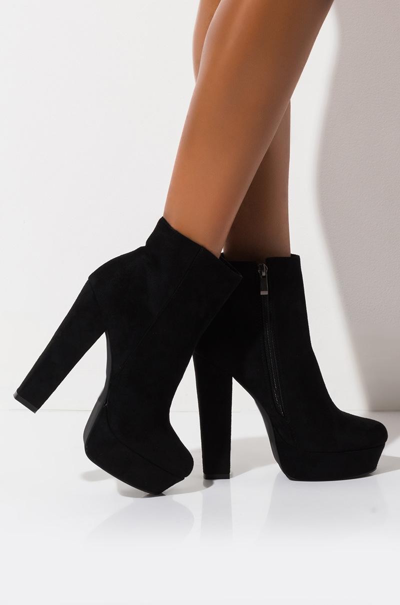 black high heel bootie