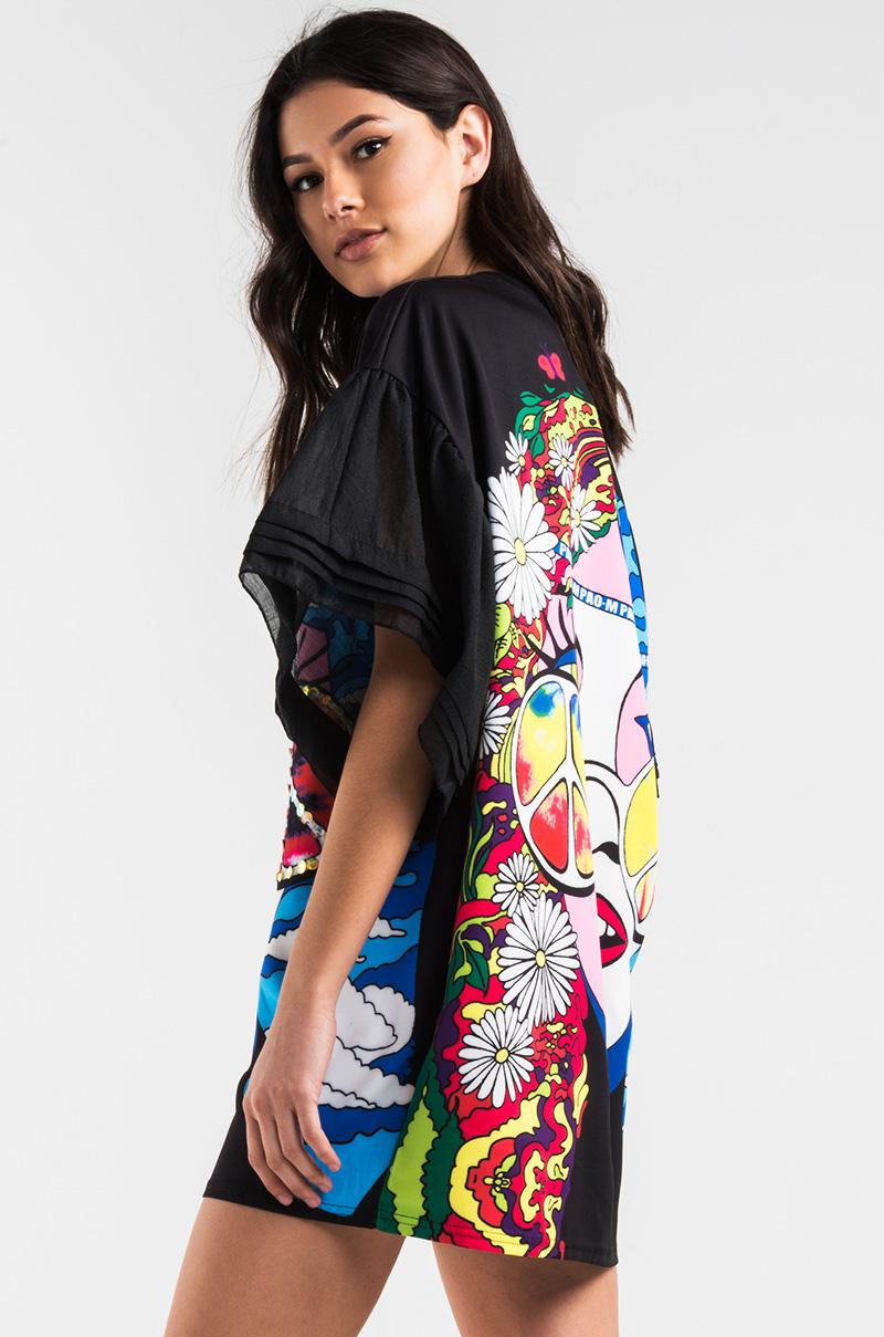 sequin graphic t shirt dress