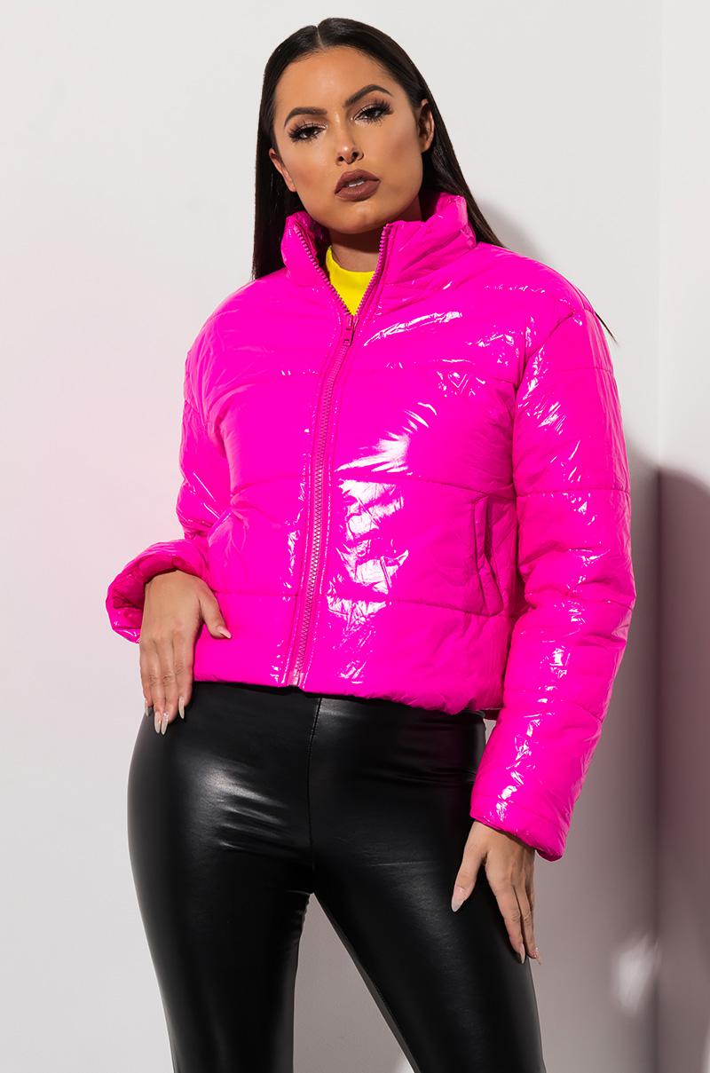 Download AKIRA Denim Rainy Day Schedule Puffer Jacket in Hot Pink ...