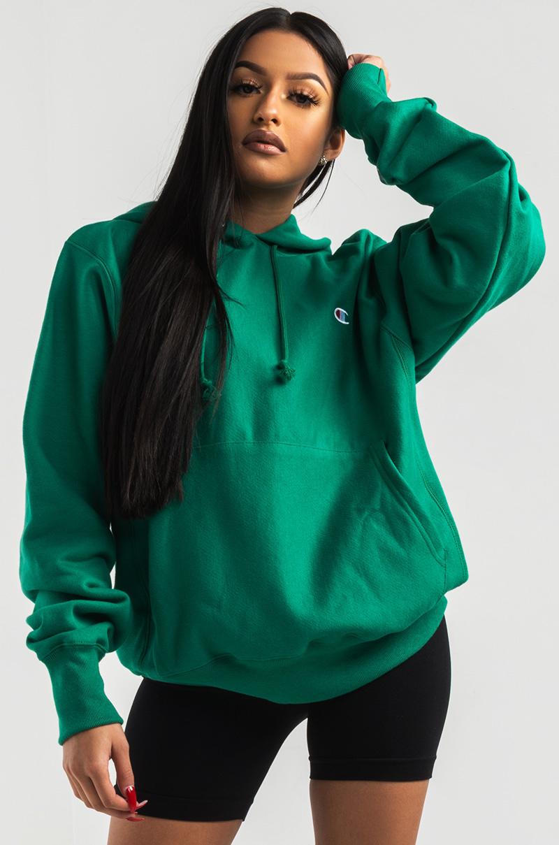 emerald green champion hoodie