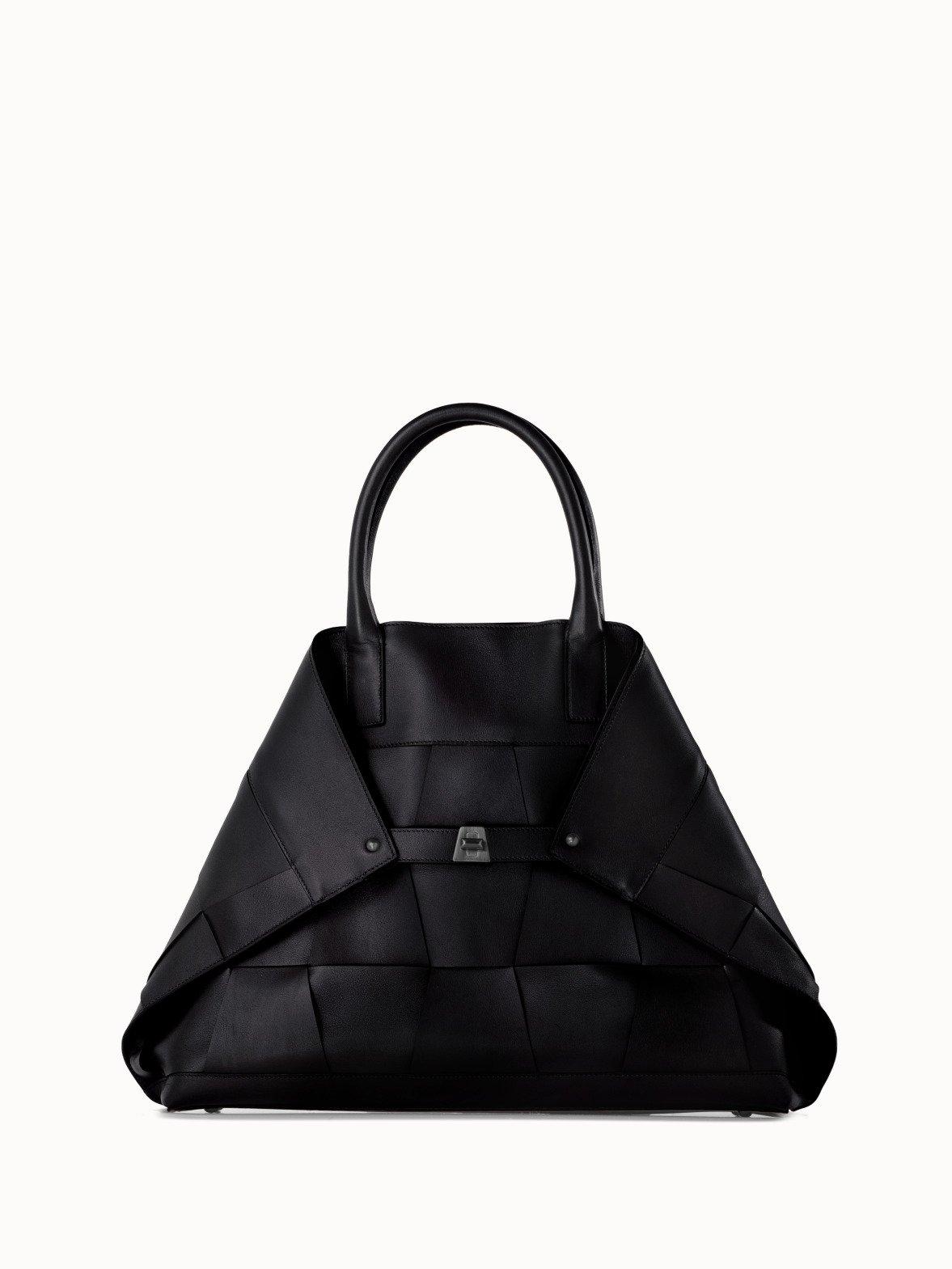 Akris Medium Leather Crossbody Braided Trapezoid Handbag in Black - Lyst