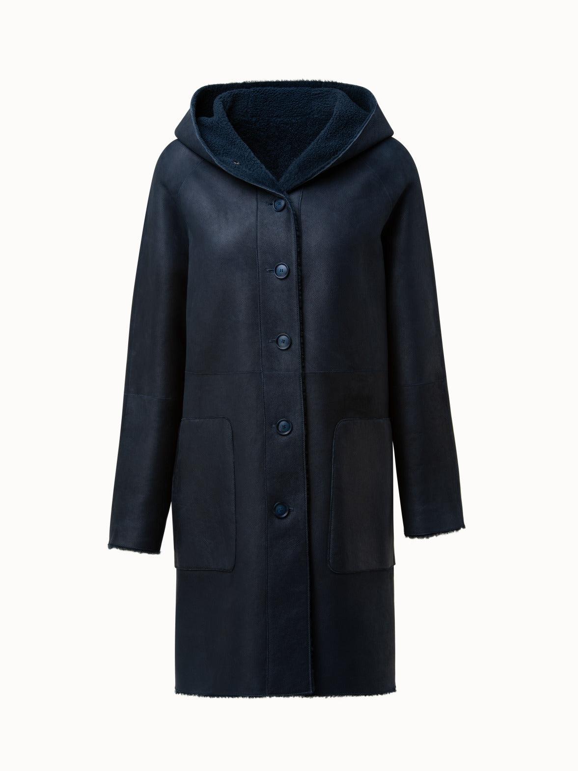 Akris Leather Jena Coat Shearling 