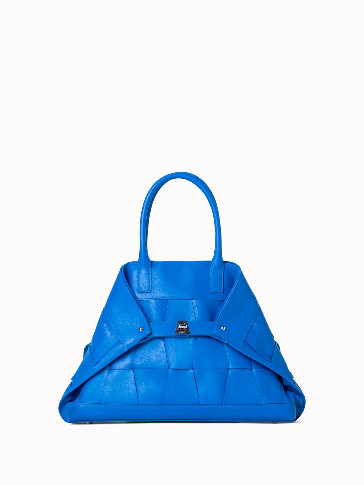 Akris Small Ai Messenger Bag In Braided Trapezoids Leather in Blue Lyst