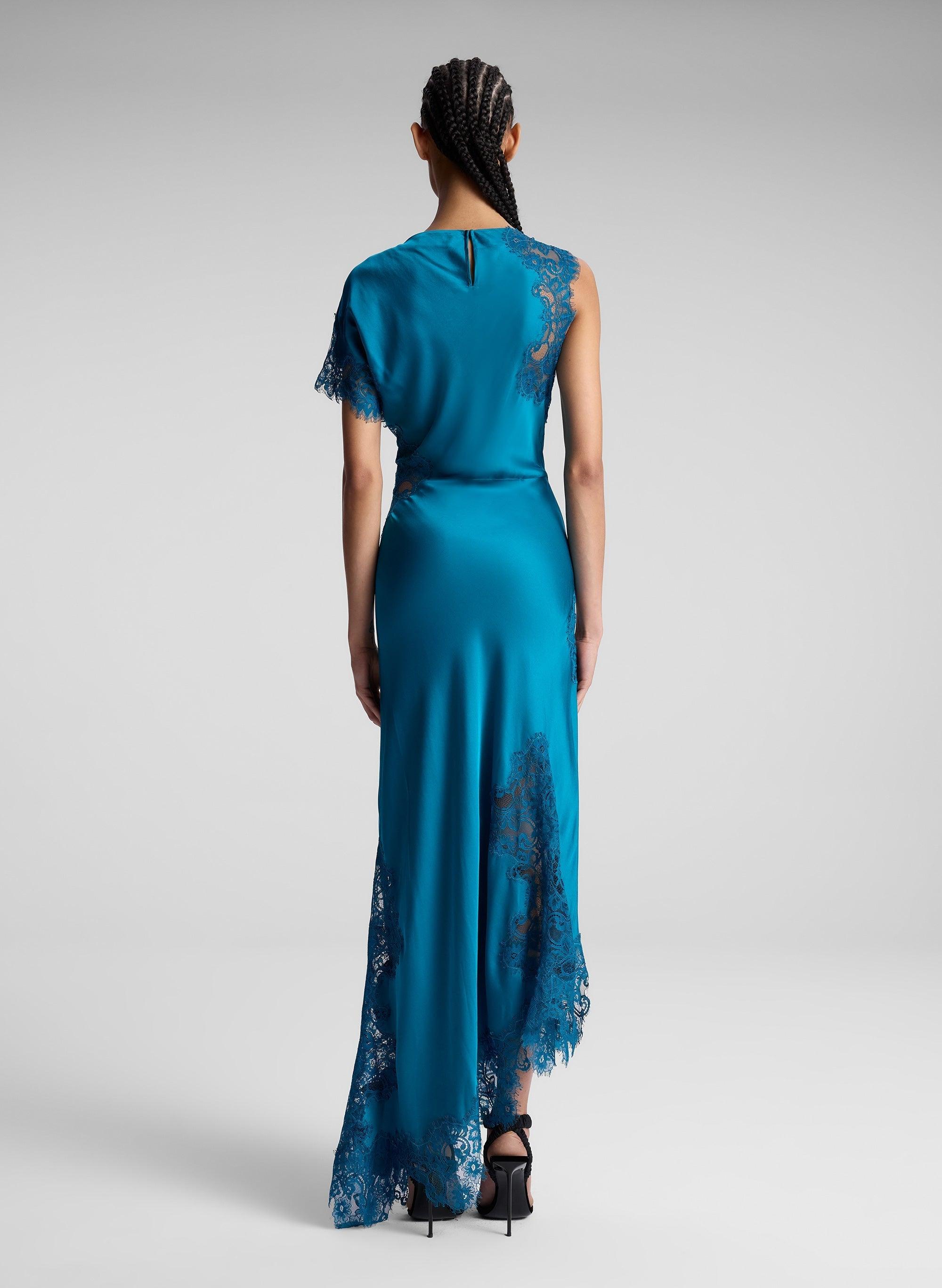alessia satin and lace maxi dress A.L.C. Alessia Textured Satin and Lace Maxi Dress in Black, Size 0
