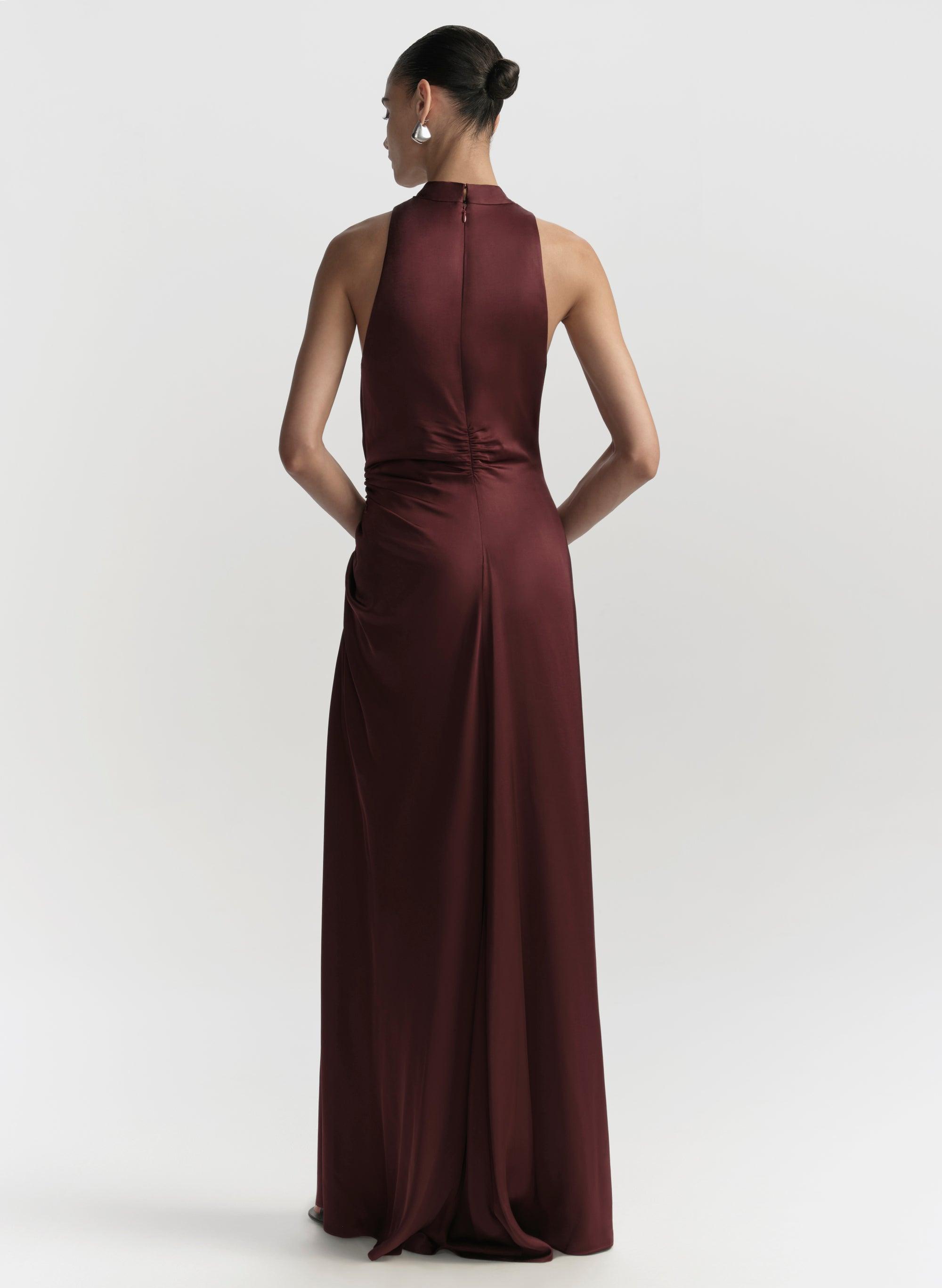 princess polly baby blue dress Quennell Burgundy Lace Corset Maxi Dress | Miss Circle New York main image 1