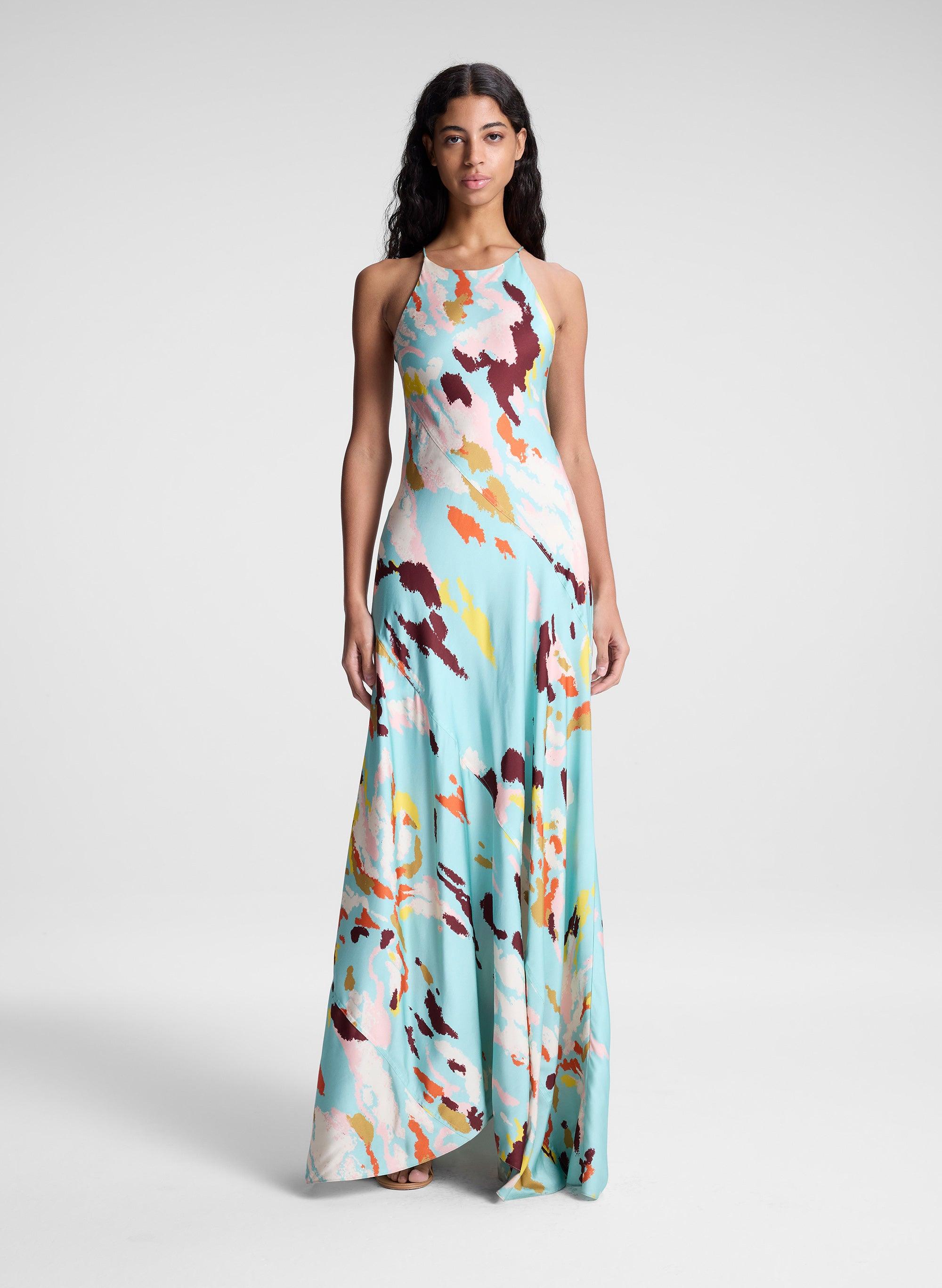 blue floral one shoulder sybil maxi dress Tuckernuck Hyacinth House NEW Blue Floral One Shoulder Sybil Maxi Dress XX Small