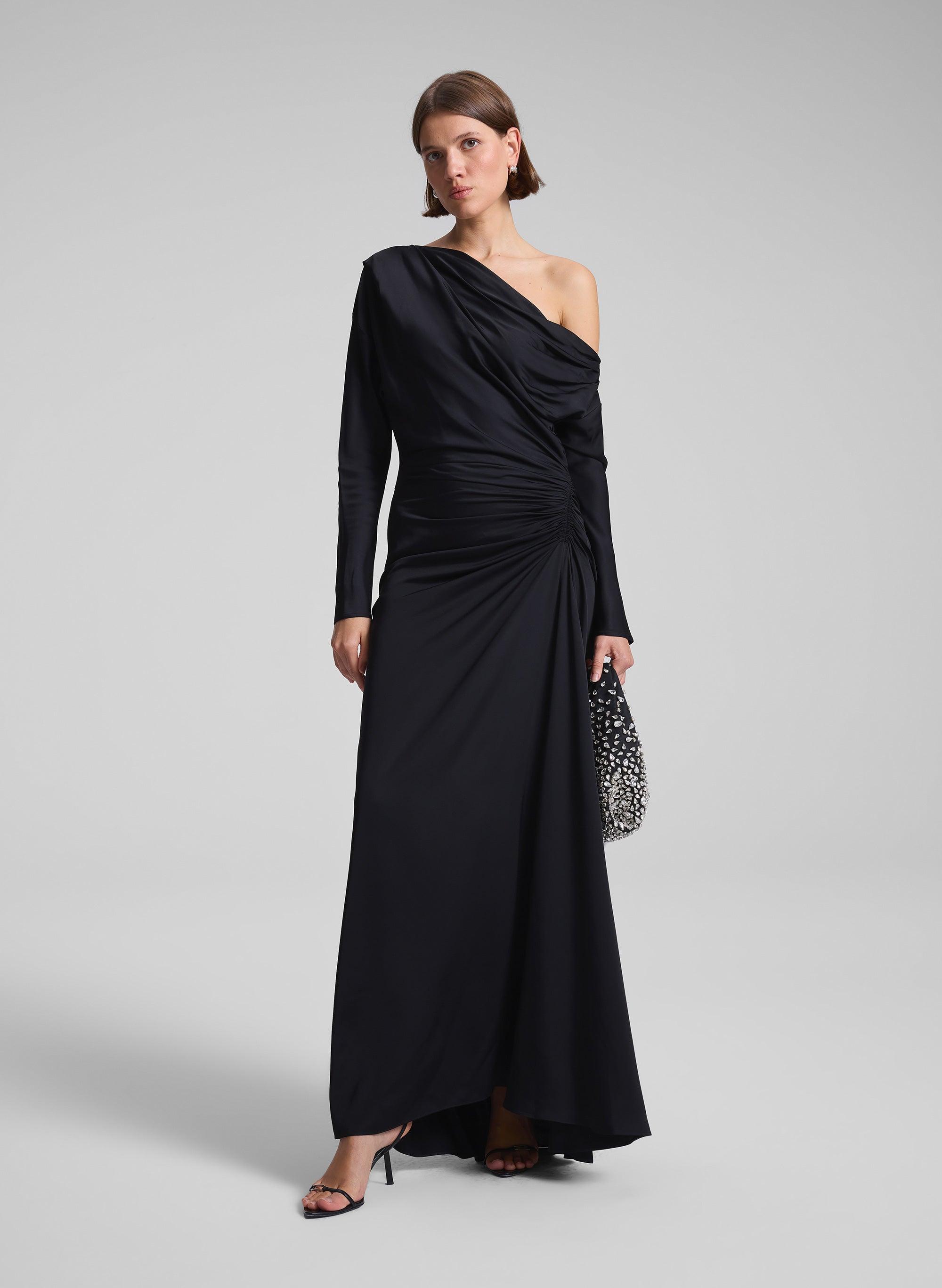 Dressy Dresses Alc Piper One Shoulder Dress Piper Satin Gown In Black Lyst Dressy Dresses Alc Piper One Shoulder Dress Piper Satin Gown In Black Lyst