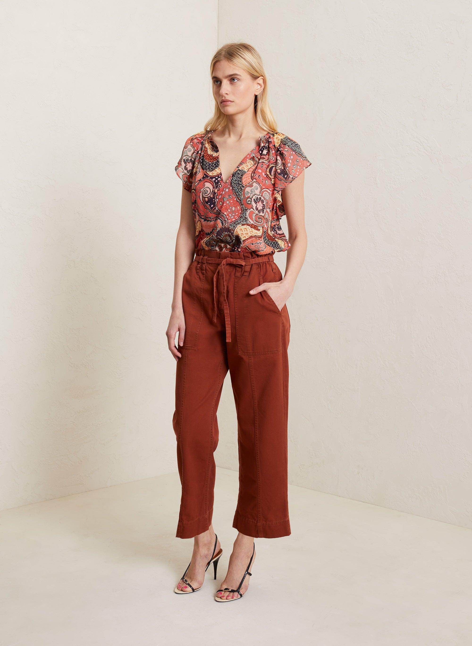 A.L.C. Sophie II satin-trimmed cotton-blend velvet flared pants