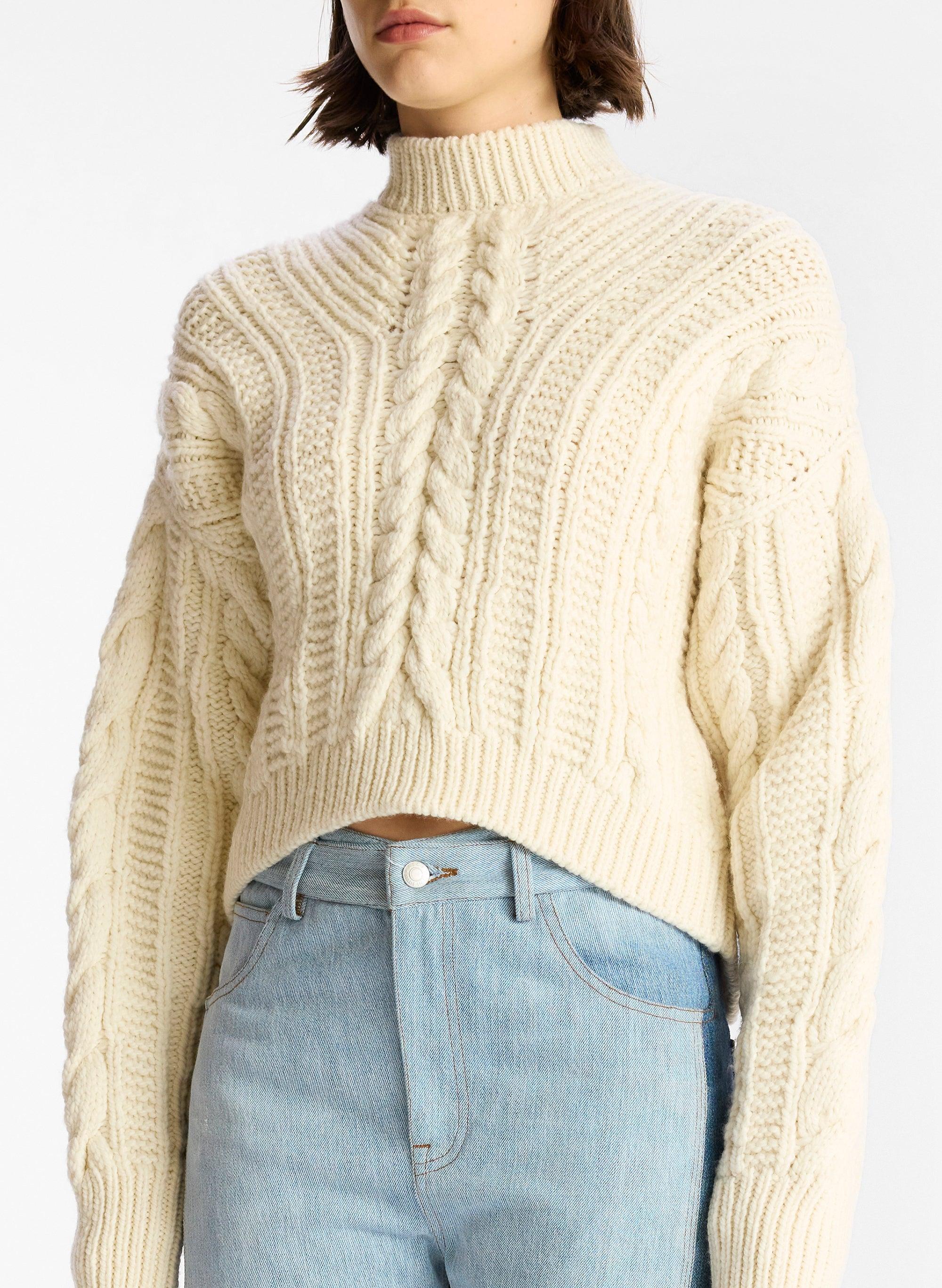 A L C Shelby Cable Knit Sweater In Blue Lyst