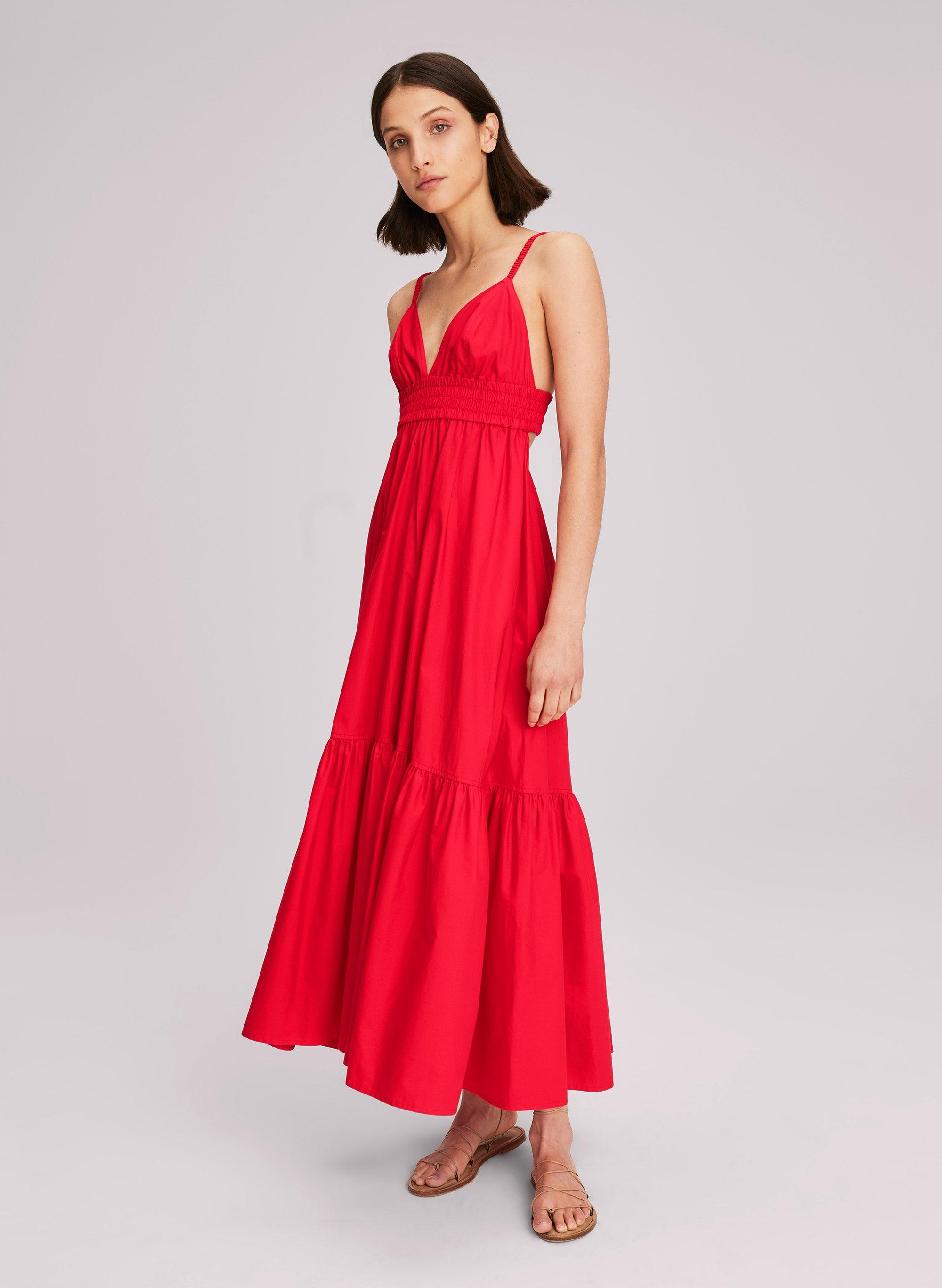 Floral Cutwork Wrap Dress (Red) – Half Full