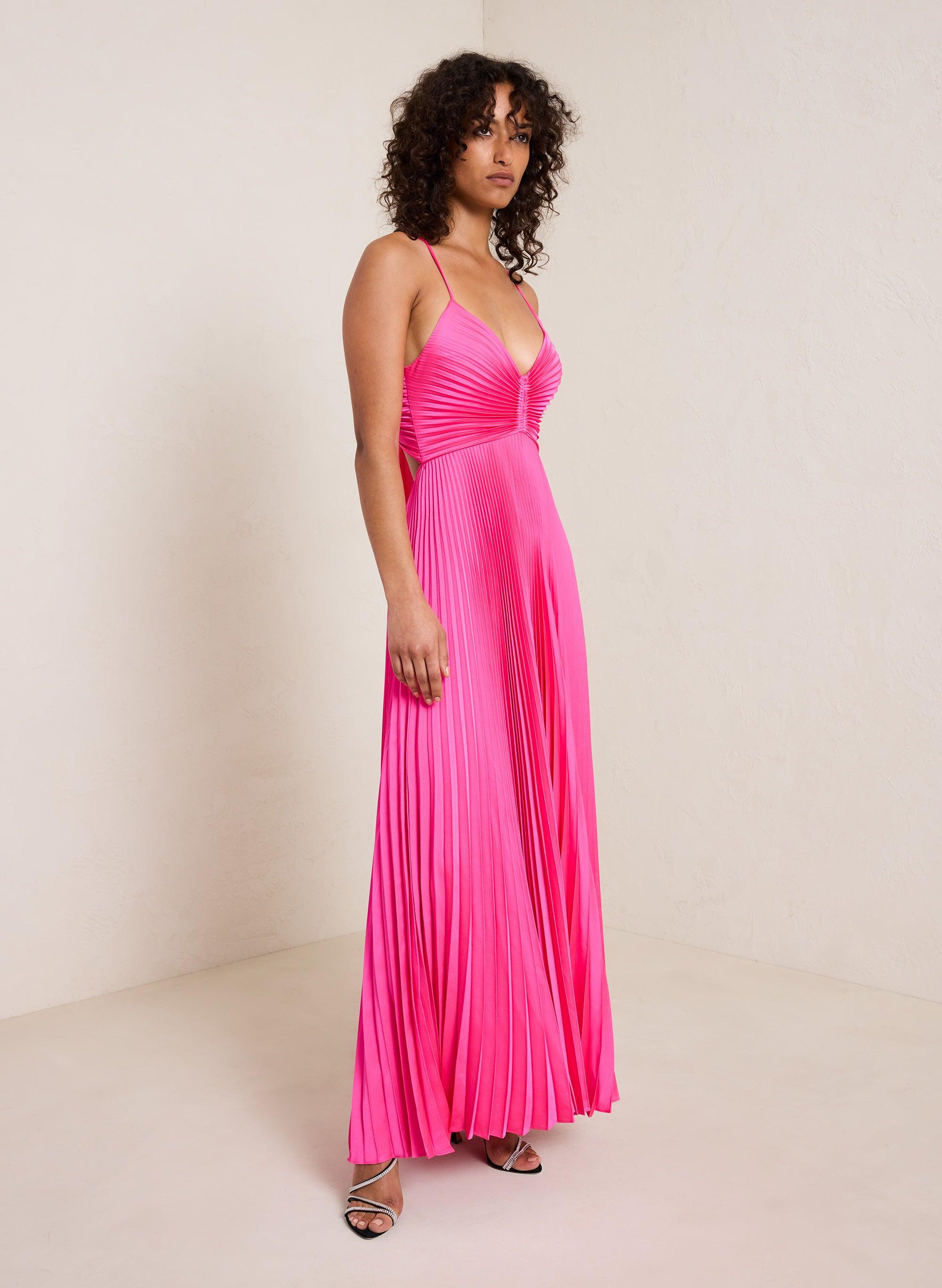 strapless open back dress A.L.C Aries Satin Pleated Backless Dress – TheFabNest main image 0