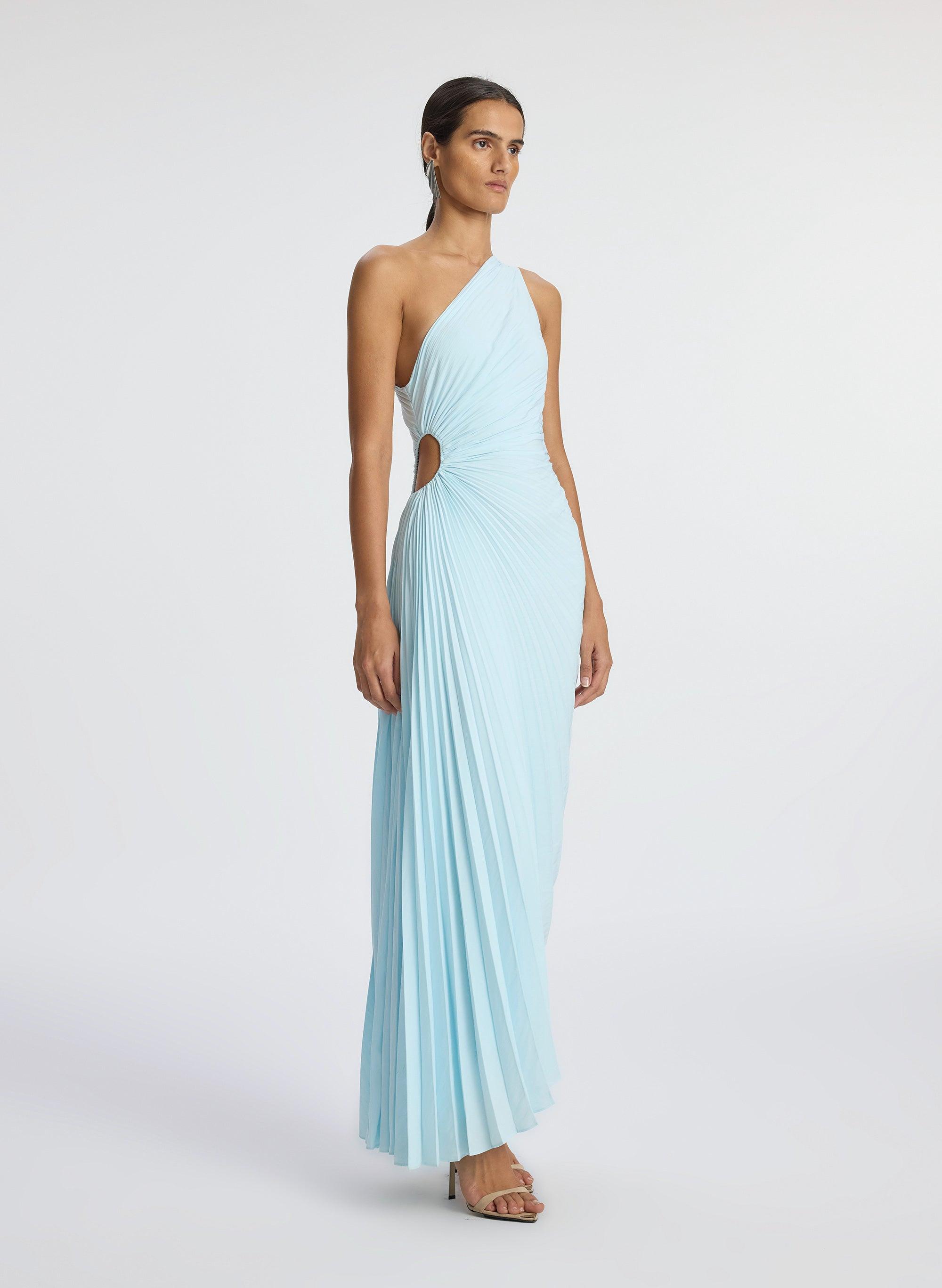 strapless open back dress Knee-Length Sequin Wedding-Guest Dress with Short Sleeves– PromGirl